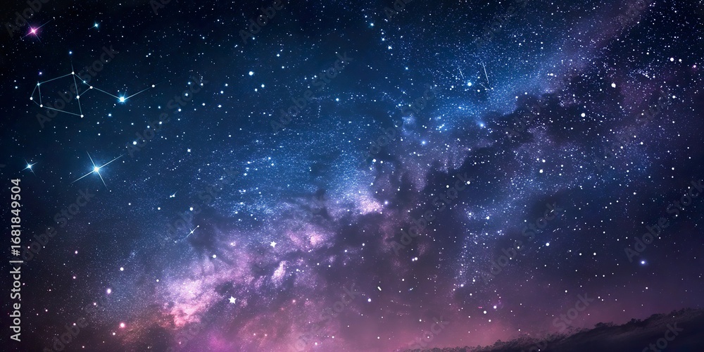 Naklejka premium Wonderous starfield gradients painting the night sky with cosmic colors and twinkling constellations in serene harmony