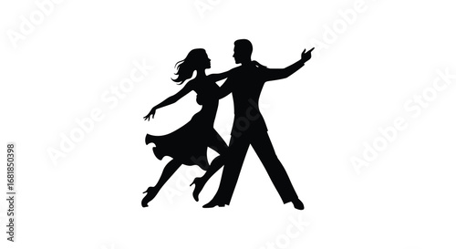 a man and woman dancing together in a romantic waltz position