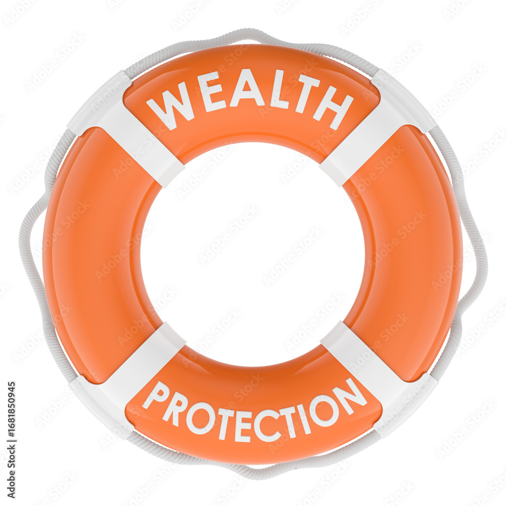 Fototapeta premium Wealth Protection concept with lifebuoy. 3D rendering