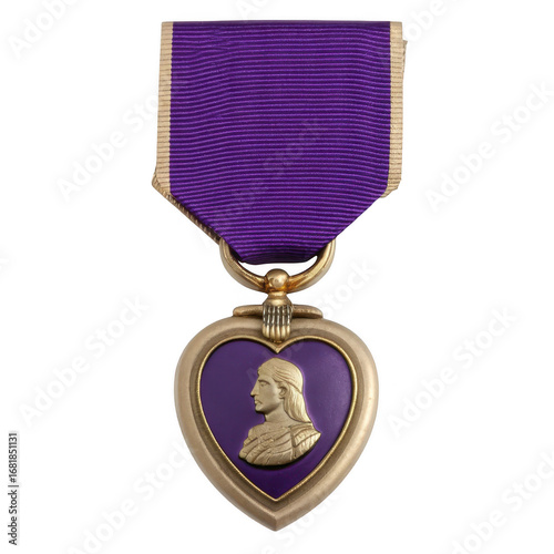 Purple heart medal isolated on transparent background