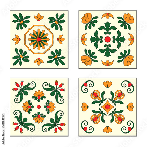 Decorative tiles with floral patterns