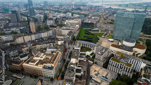 Foto Aerial view around the downtown of the city Düsseldorf in Germany on a cloudy s