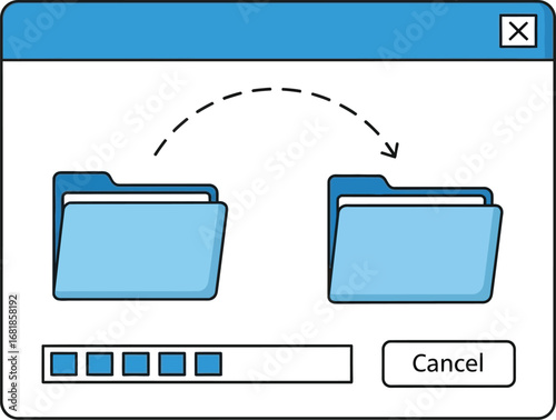 Transfer file folder copy process backup data management concept