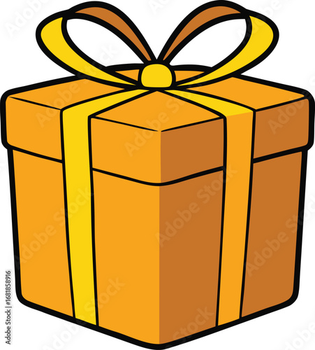 Golden wrapped gift box vector icon elegant present celebration surprise festive decoration