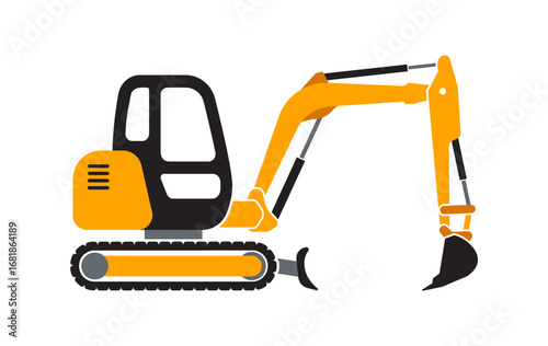 Wallpaper Mural small mini excavator digger construction vehicle yellow symbol silhouette simplified side view illustration isolated vector on transparent background Torontodigital.ca
