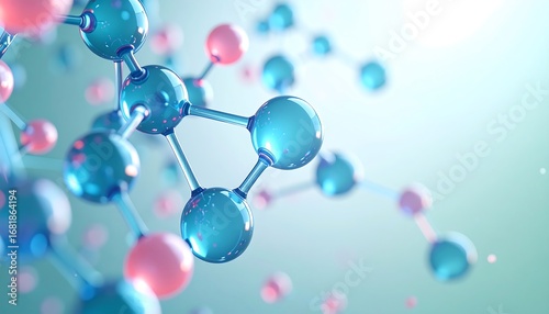 Vibrant Molecule Structure with Transparent Spheres Representing Connectivity