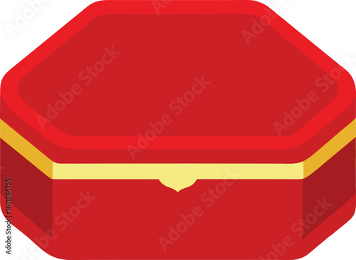 Elegant red velvet jewelry box with open lid vector illustration icon transparent background