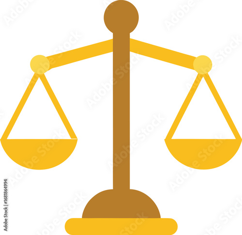 Golden scale balance of justice icon vector graphic for legal concepts transparent background
