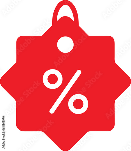 Red sale tag with discount percent icon scalable vector illustration for eps files transparent background