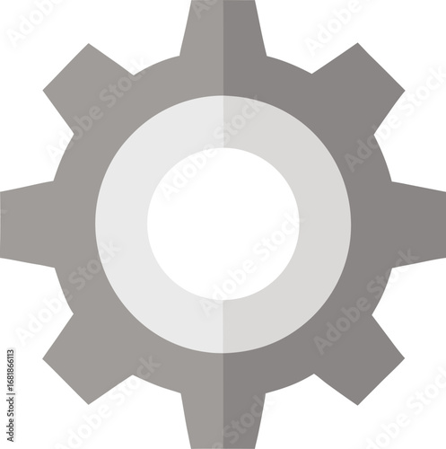 Silver gear cogwheel mechanical design vector icon for engineering and technology applications transparent background