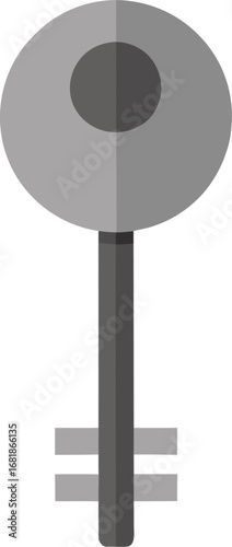 Silver key with round head and cut grooves vector illustration scalable eps icon transparent background