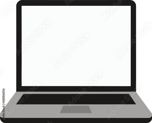 Silver laptop computer with blank white screen display eps vector illustration transparent background