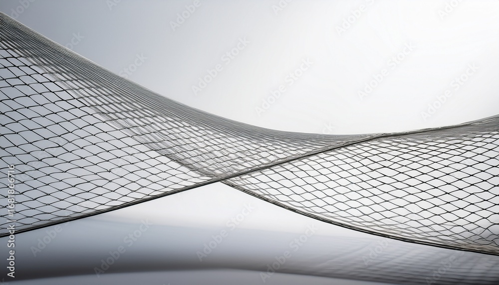 Naklejka premium a fine wire mesh suspended above a white surface casting a soft overlapping grid shadow