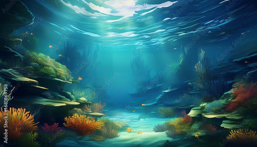 Naklejka premium an underwater scene with the ocean floor beautiful under water background