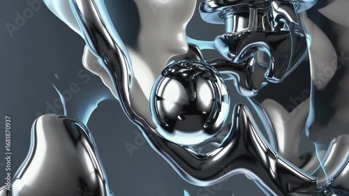 Operational Mechanism of Artificial Hip Joint Replacement or Hip Prosthetic Device Shown from Front-Facing Angle - Three-Dimensional Illustration