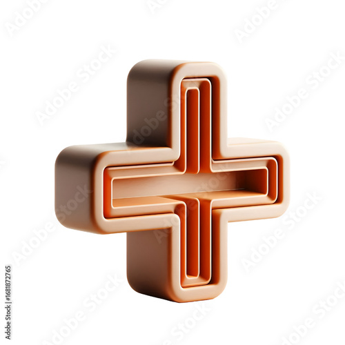 Sign plus on white background. isolated 3D image