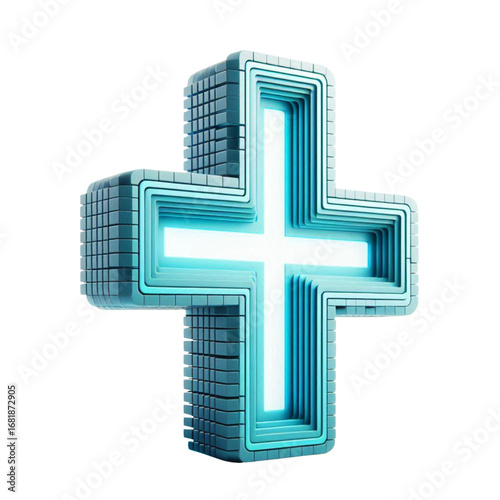 Sign plus on white background. isolated 3D image
