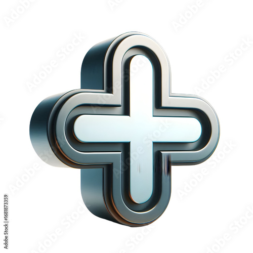 Sign plus on white background. isolated 3D image
