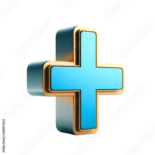 Sign plus on white background. isolated 3D image