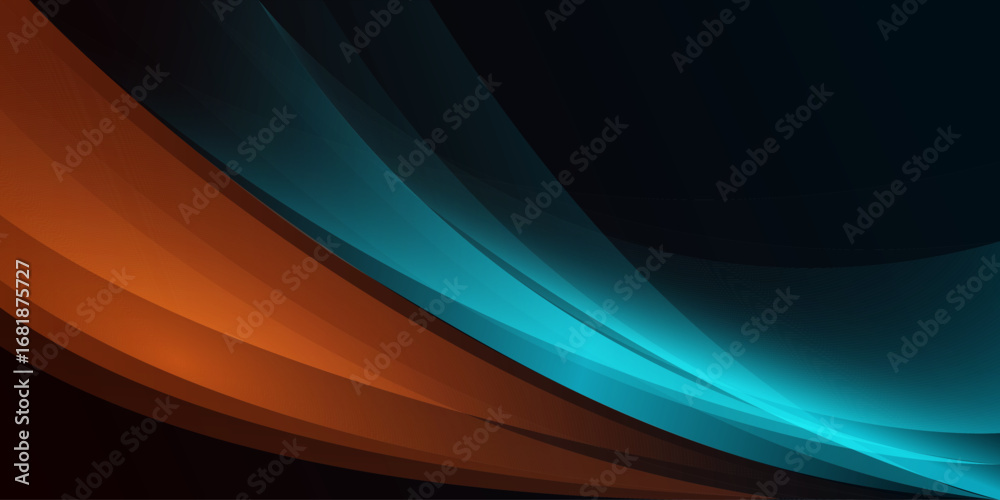 Naklejka premium Abstract wallpaper with flowing glowing orange and blue curved lines creating a dynamic and modern digital background. Perfect for technology, web design, presentations, or business.