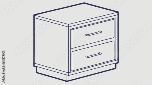 Vector design of a stylish nightstand with dual drawers for modern bedroom
