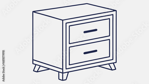 Vector illustration of a modern nightstand with two drawers and a minimalist design