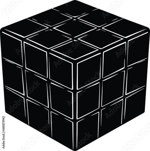 Glowing ancient cube puzzle vector illustration scalable eps icon for general use transparent background