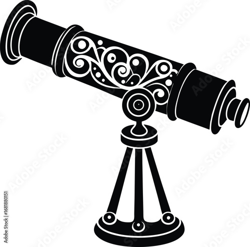 Ornate celestial telescope vector illustration eps scalable graphic design transparent background