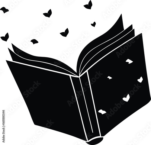 Enchanted floating book with open pages vector illustration for digital and print media transparent background