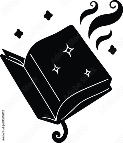 Enchanted floating spell book vector illustration scalable eps graphic for magical themes transparent background