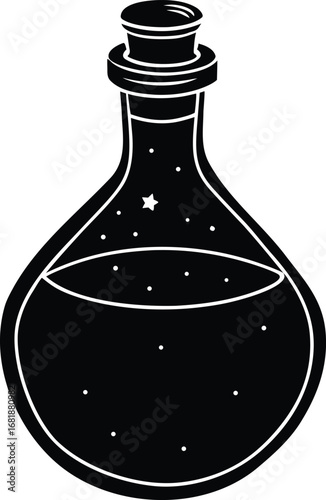 Magic potion vial sealed with cork vector illustration for potion making and fantasy transparent background