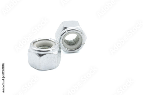 Lock nut with nylon insert on a white background	