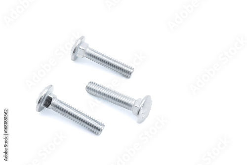 Galvanized car screw on a white background