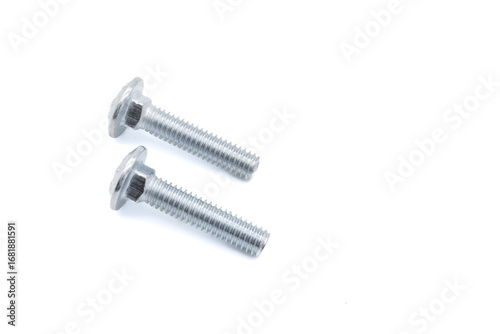 Galvanized car screw on a white background	