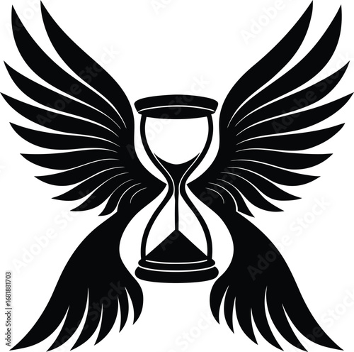 Winged hourglass time vector illustration scalable eps icon symbol of eternity and measurement transparent background