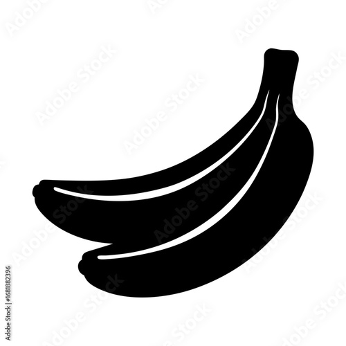 Simple black and white illustration of two bananas together on display
