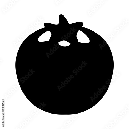 Abstract black tomato silhouette with minimalist design and dark appearance