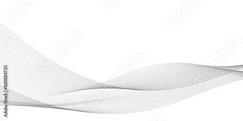 Abstract wavy lines design for modern background. This elegant, minimalist design features flowing, smooth grey lines creating a dynamic wave pattern against a pristine white background.
