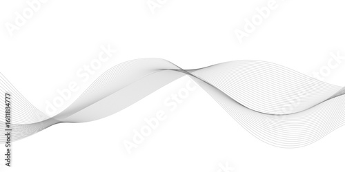 Abstract wavy lines design for modern background. This elegant, minimalist design features flowing, smooth grey lines creating a dynamic wave pattern against a pristine white background.