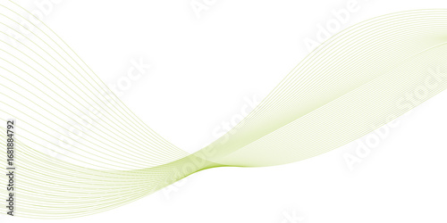Abstract wavy lines graphic design background. A smooth, flowing abstract design with translucent, green lines creating a wave pattern on a transparent background.