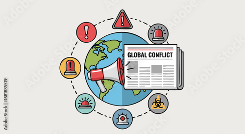 Illustration news about global conflicts conflicts between countries alert