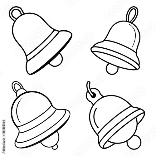 jingle bell vector line art icon set