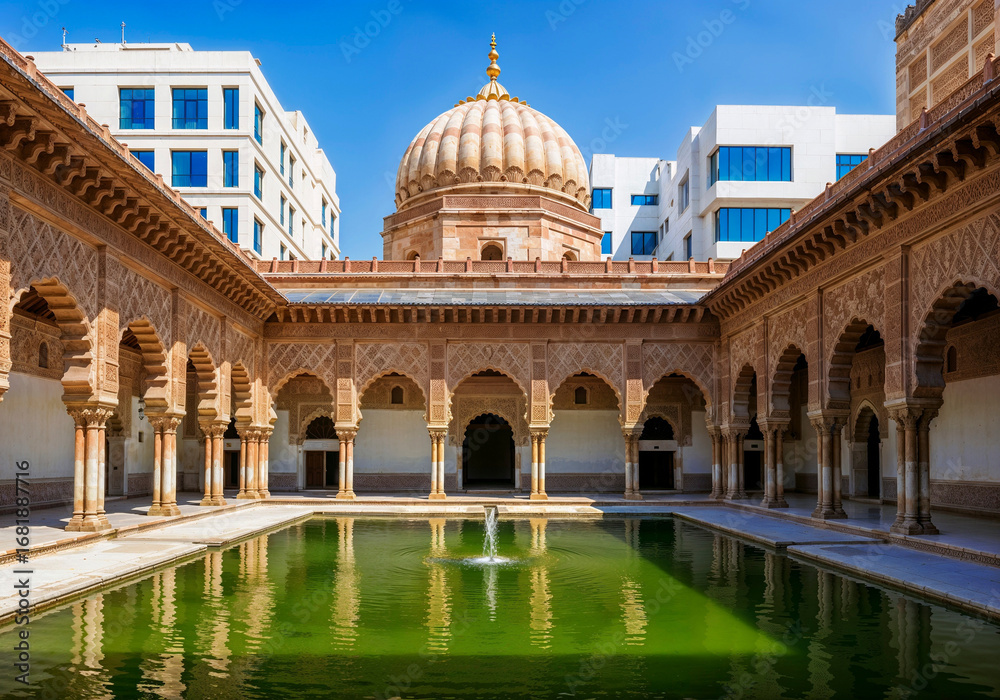 Fototapeta premium Ancient Indian temple courtyard