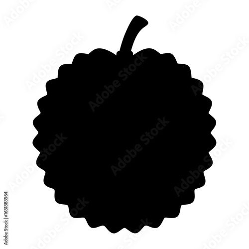Silhouette of a rambutan fruit with bumpy skin and short stem