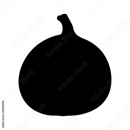 Black silhouette of a pear shaped fruit with a stem on top