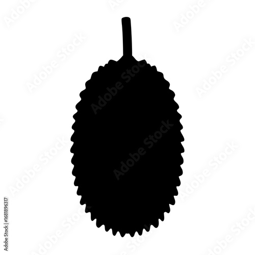 Silhouette illustration of a durian, the tropical fruit known for its strong smell