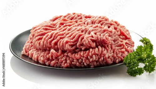 fresh minced meat on white background