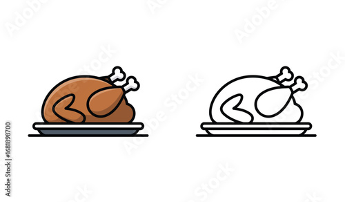 Roasted Thanksgiving Turkey Ready To Be Served On a Platter With Simple Design