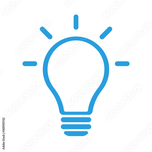 Blue Lightbulb Icon Symbol of Ideas, Innovation, and Problem-Solving in Creative Design
