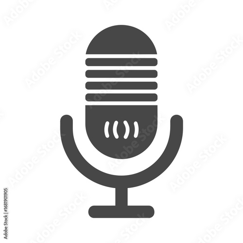 Simple vector illustration of a studio microphone icon. A minimal and clean symbol for podcasting, voice recording, broadcasting, and audio applications